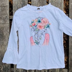 Bohemian Style Braid Printed Tee -Bell Sleeves